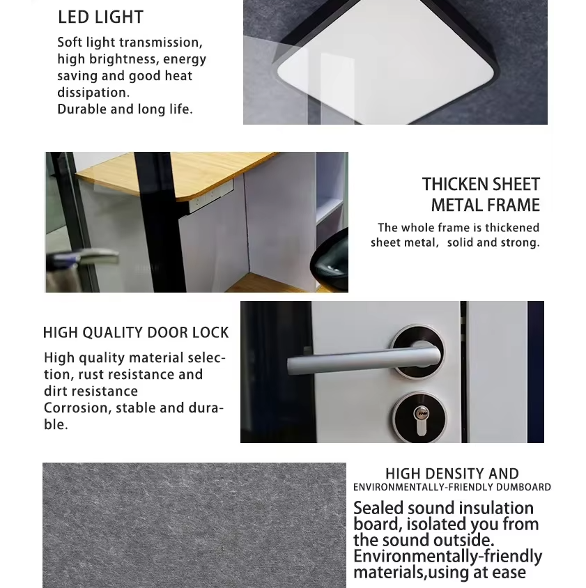 Movable Solo Cabin Sound proof Privacy Work, Learn, Meetings With No Distractions
