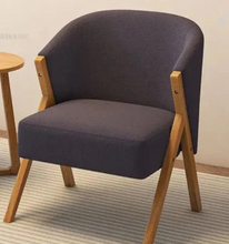 Load image into Gallery viewer, Nordic Solid Wood Padded Chair – Velvet Fabric Leisure Chair
