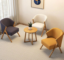Load image into Gallery viewer, Nordic Solid Wood Padded Chair – Velvet Fabric Leisure Chair
