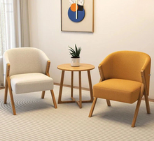 Load image into Gallery viewer, Nordic Solid Wood Padded Chair – Velvet Fabric Leisure Chair
