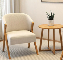 Load image into Gallery viewer, Nordic Solid Wood Padded Chair – Velvet Fabric Leisure Chair
