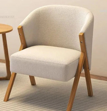 Load image into Gallery viewer, Nordic Solid Wood Padded Chair – Velvet Fabric Leisure Chair
