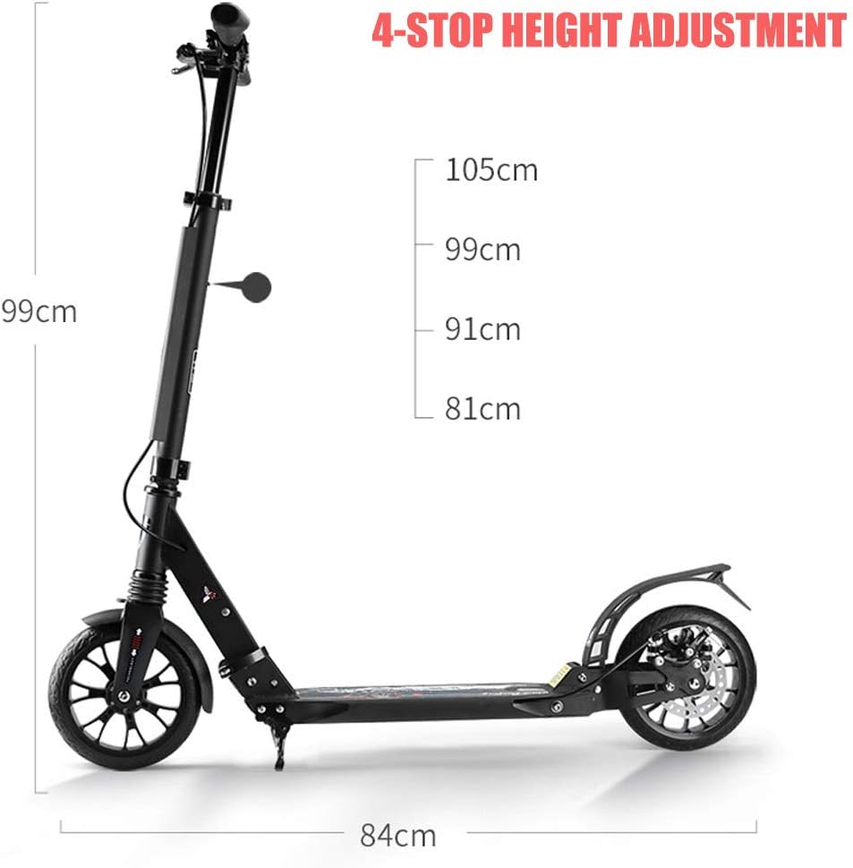 Deluxe Kick Scooter with 2 Big Wheels for Kids Teens Small Adults
