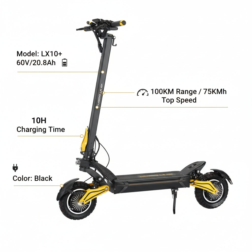Kugoo kirin LX10+ Electric Scooter 60V 20.8Ah 1400W Dual motor  100km Long range