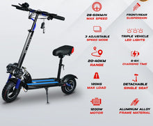 Load image into Gallery viewer, NEW V10 Electric Scooter 1200W 48V 12Ah Range 20-40Km Fast with Triple LED Headlamps Base LED Lights
