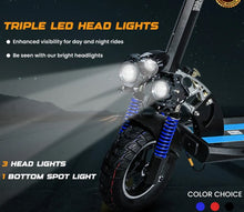 Load image into Gallery viewer, NEW V10 Electric Scooter 1200W 48V 12Ah Range 20-40Km Fast with Triple LED Headlamps Base LED Lights

