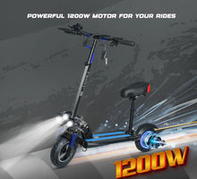Load image into Gallery viewer, NEW V10 Electric Scooter 1200W 48V 12Ah Range 20-40Km Fast with Triple LED Headlamps Base LED Lights

