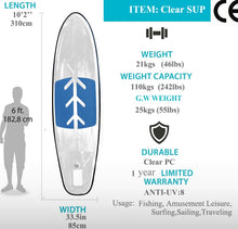 تحميل الصورة إلى عارض المعرض، Transparent SUP paddle board 3.10 meters
