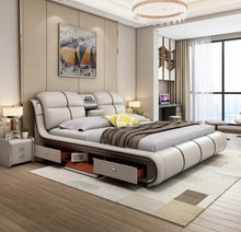 تحميل الصورة إلى عارض المعرض، Smart King Size Bed BD-02 With massager projector Bluetooth safe box &amp; air purifier -2025
