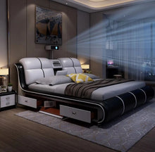تحميل الصورة إلى عارض المعرض، Smart King Size Bed BD-02 With massager projector Bluetooth safe box &amp; air purifier -2025
