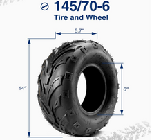 Load image into Gallery viewer, ATV, Go Kart Mini Bike Tires 145/70-6 Tubeless , Combo pack 2 Tires
