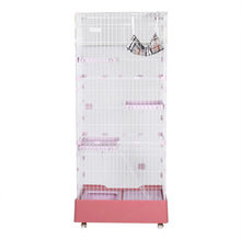 Load image into Gallery viewer, Cat Cage With 4 Layer Litter Box W/ Swing &amp; Wheels, XL - Pink
