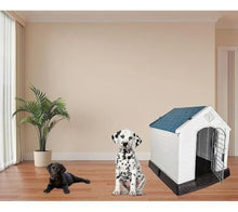 Load image into Gallery viewer, Majibao Portable Hard PP Plastic Dog House, Grey, Blue &amp; Green Mix, 70cm Height

