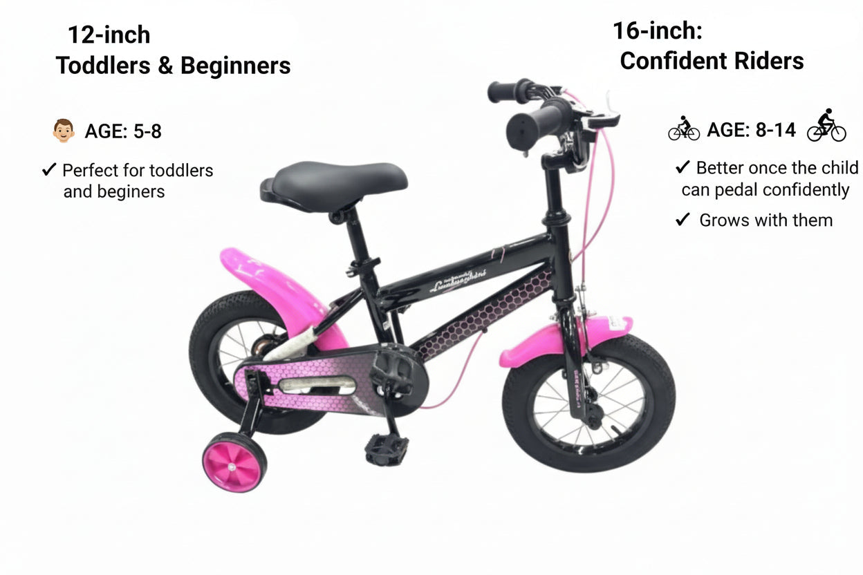 Lamborghini Kids Bicycle 12 Inch Black/Pink Age 5-8 Girls