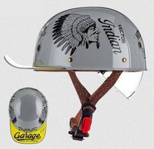 تحميل الصورة إلى عارض المعرض، Retro Style Baseball Cap Half Helmet Red indian- Gray
