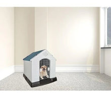 Load image into Gallery viewer, Majibao Portable Hard PP Plastic Dog House, Grey, Blue &amp; Green Mix, 70cm Height
