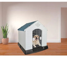 Load image into Gallery viewer, Majibao Portable Hard PP Plastic Dog House, Grey, Blue &amp; Green Mix, 70cm Height
