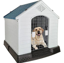 Load image into Gallery viewer, Majibao Portable Hard PP Plastic Dog House, Grey, Blue &amp; Green Mix, 70cm Height
