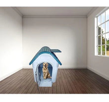 Load image into Gallery viewer, Majibao Portable Thick PP Plastic Dog House, Grey &amp; Blue, 113cm Height

